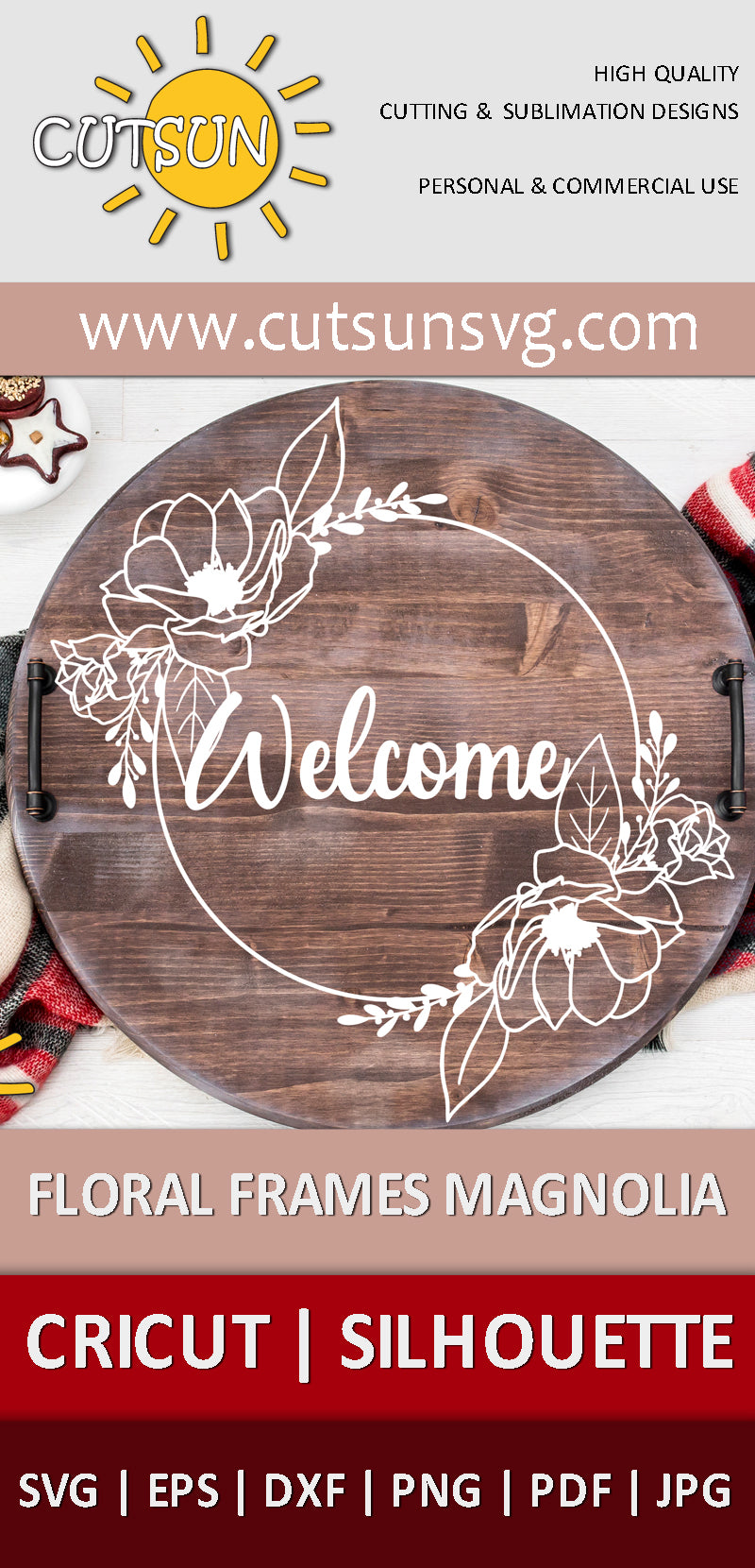 Floral Frame SVG Magnolia Round