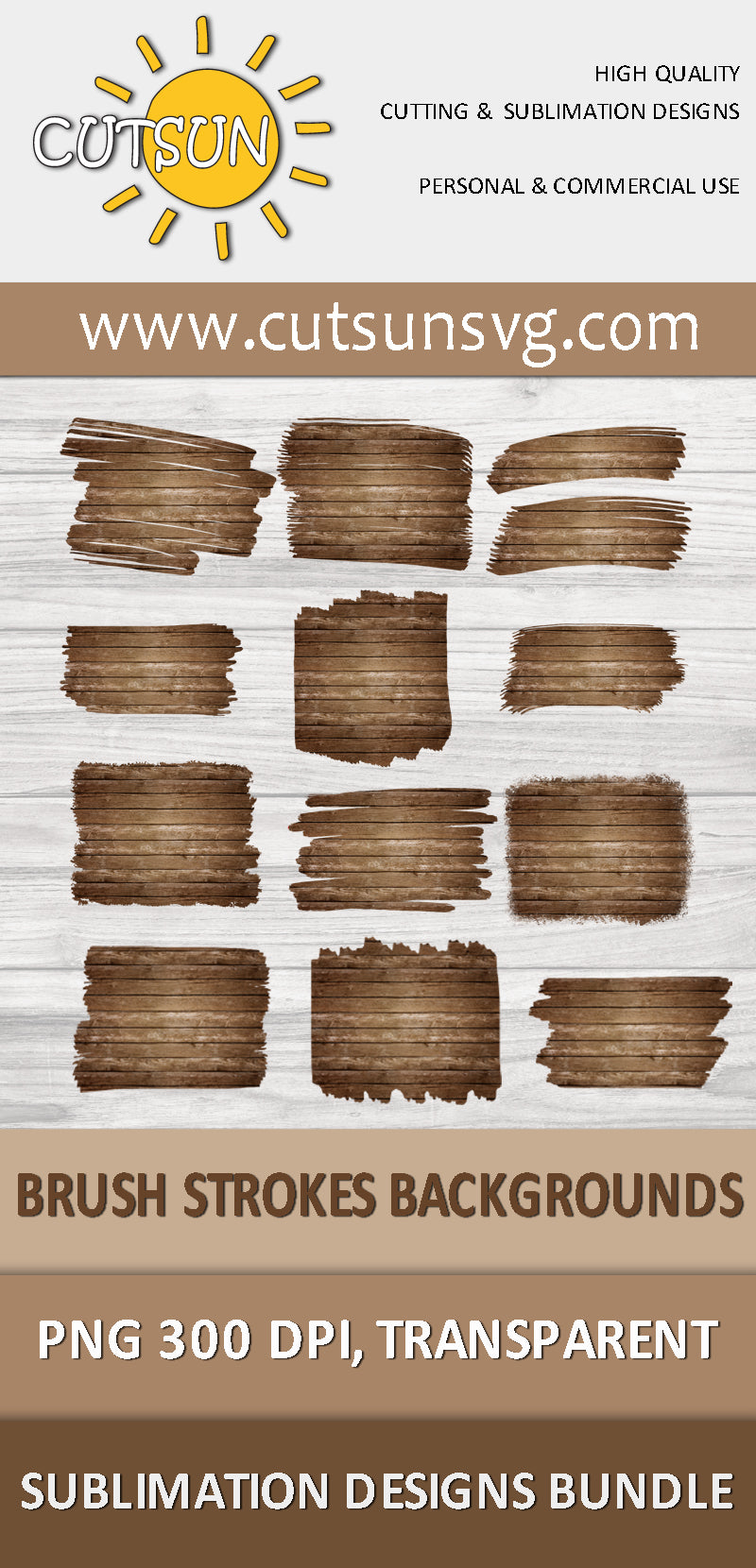 Sublimation Bundle Dark wood Background Brush strokes