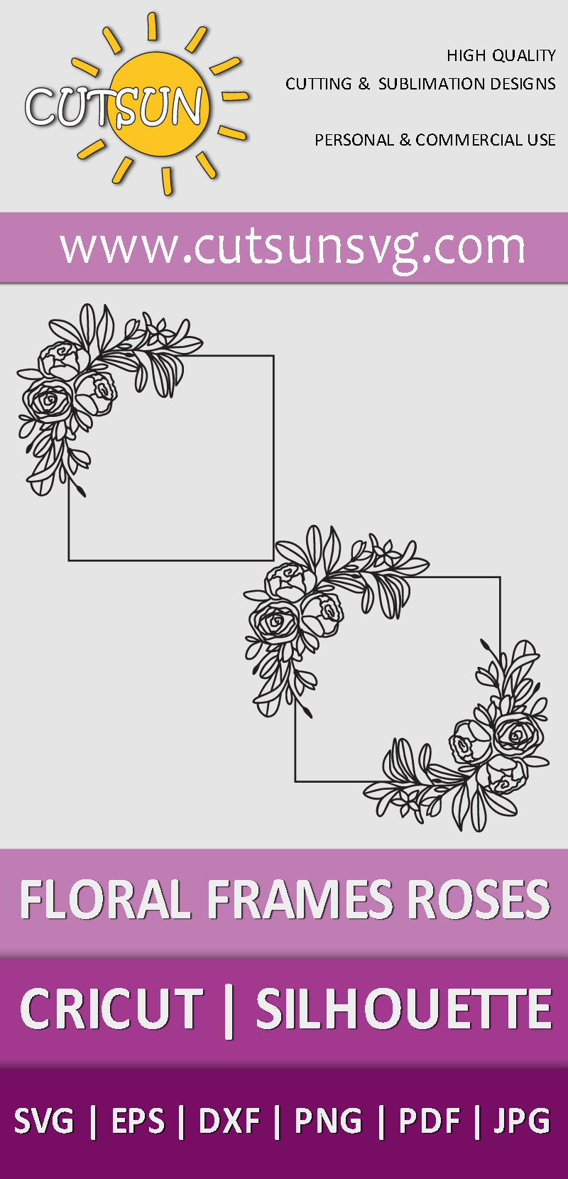 Floral Frame SVG Roses Square