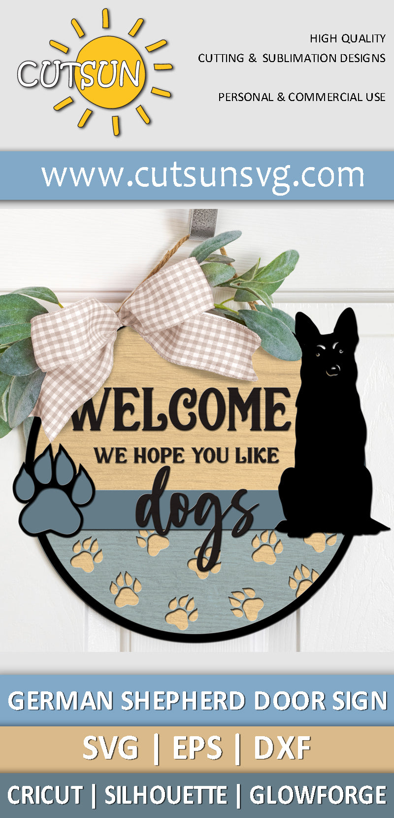 German Shepherd Welcome sign SVG