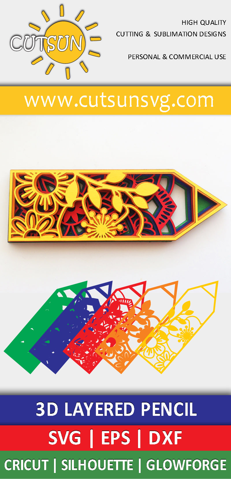 3D Layered Pencil SVG