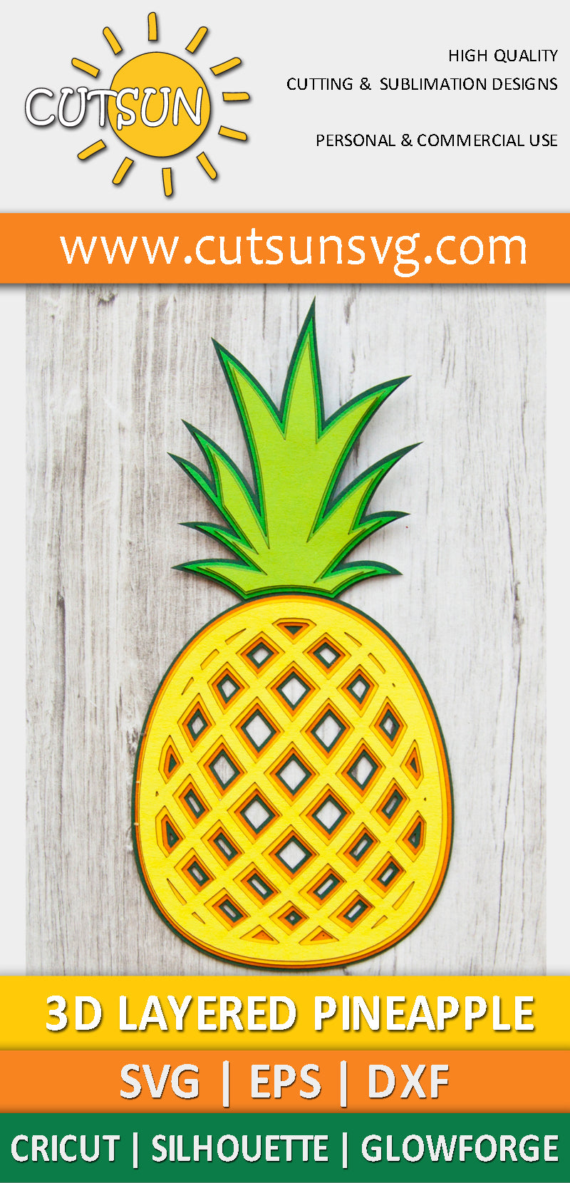 3D Layered Pineapple SVG