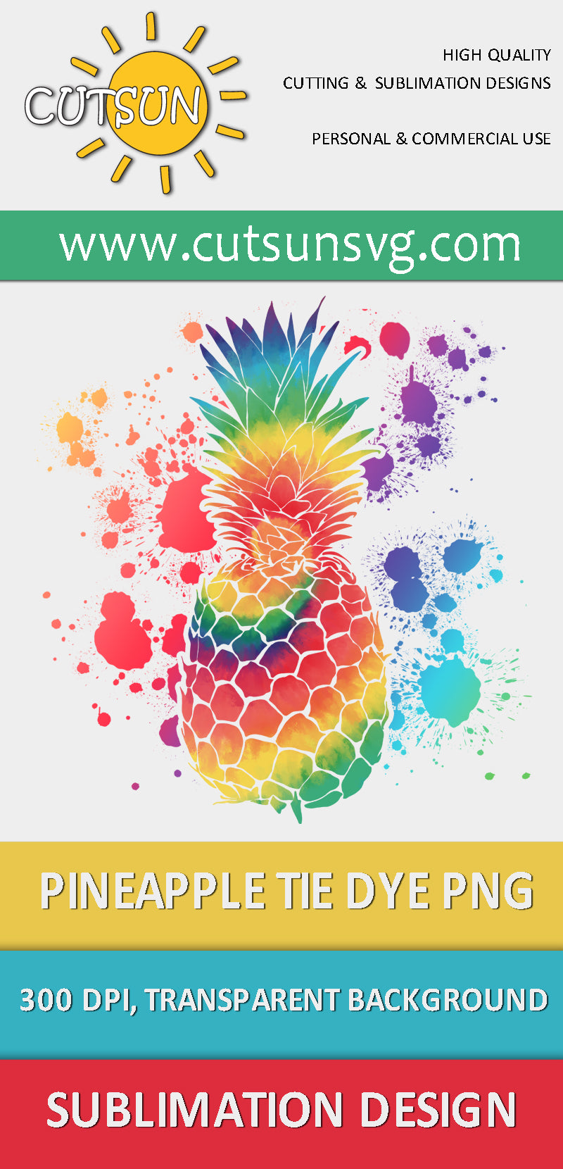 Tie Dye Pineapple png