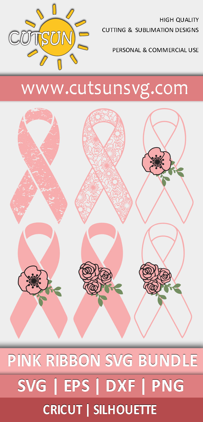 Pink Ribbon SVG bundle