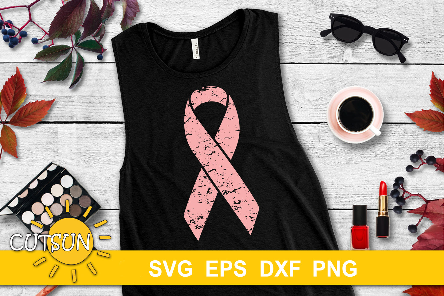 Distressed Pink Ribbon SVG