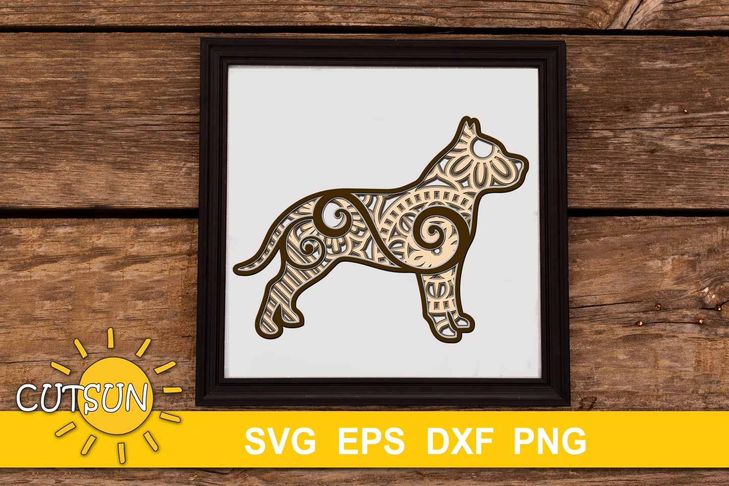 3d layered dog Pitbull svg