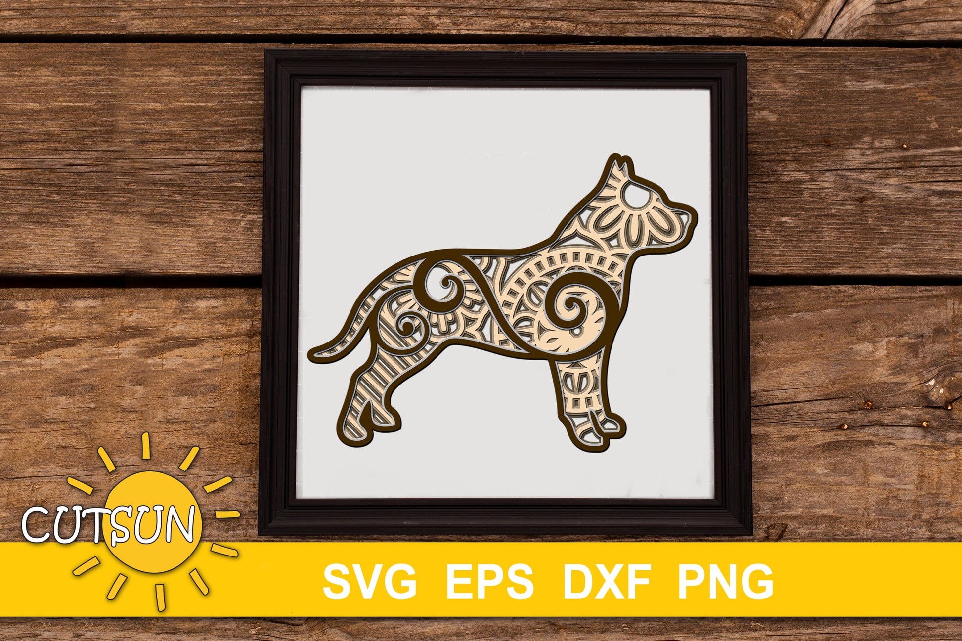 3d layered dog Pitbull svg