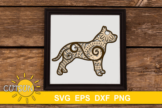 3d layered dog Pitbull svg