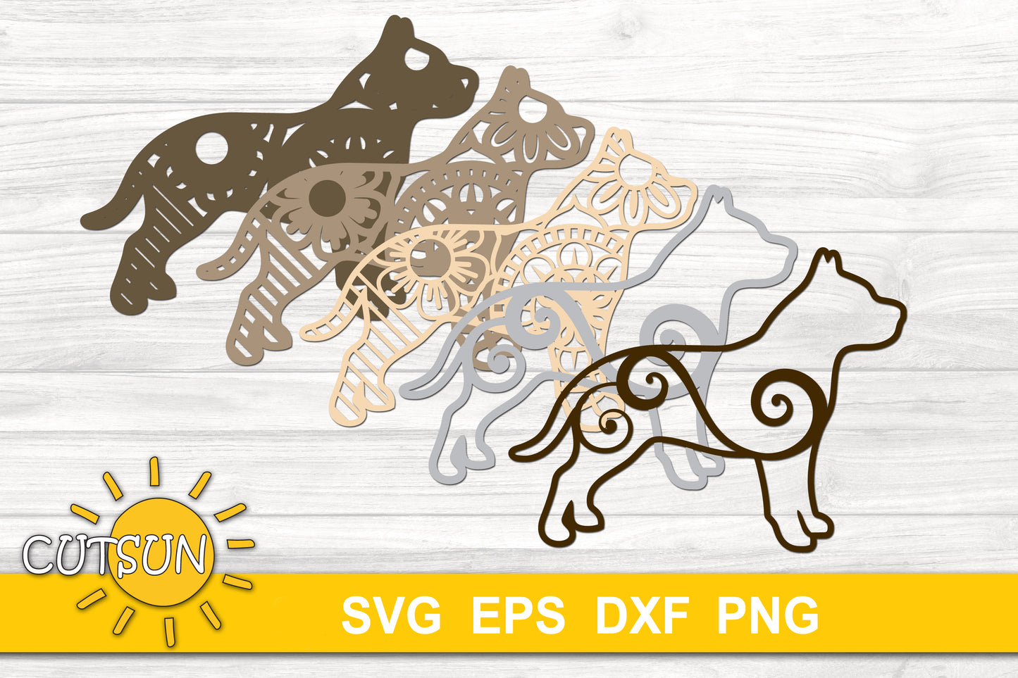 3d layered dog Pitbull svg