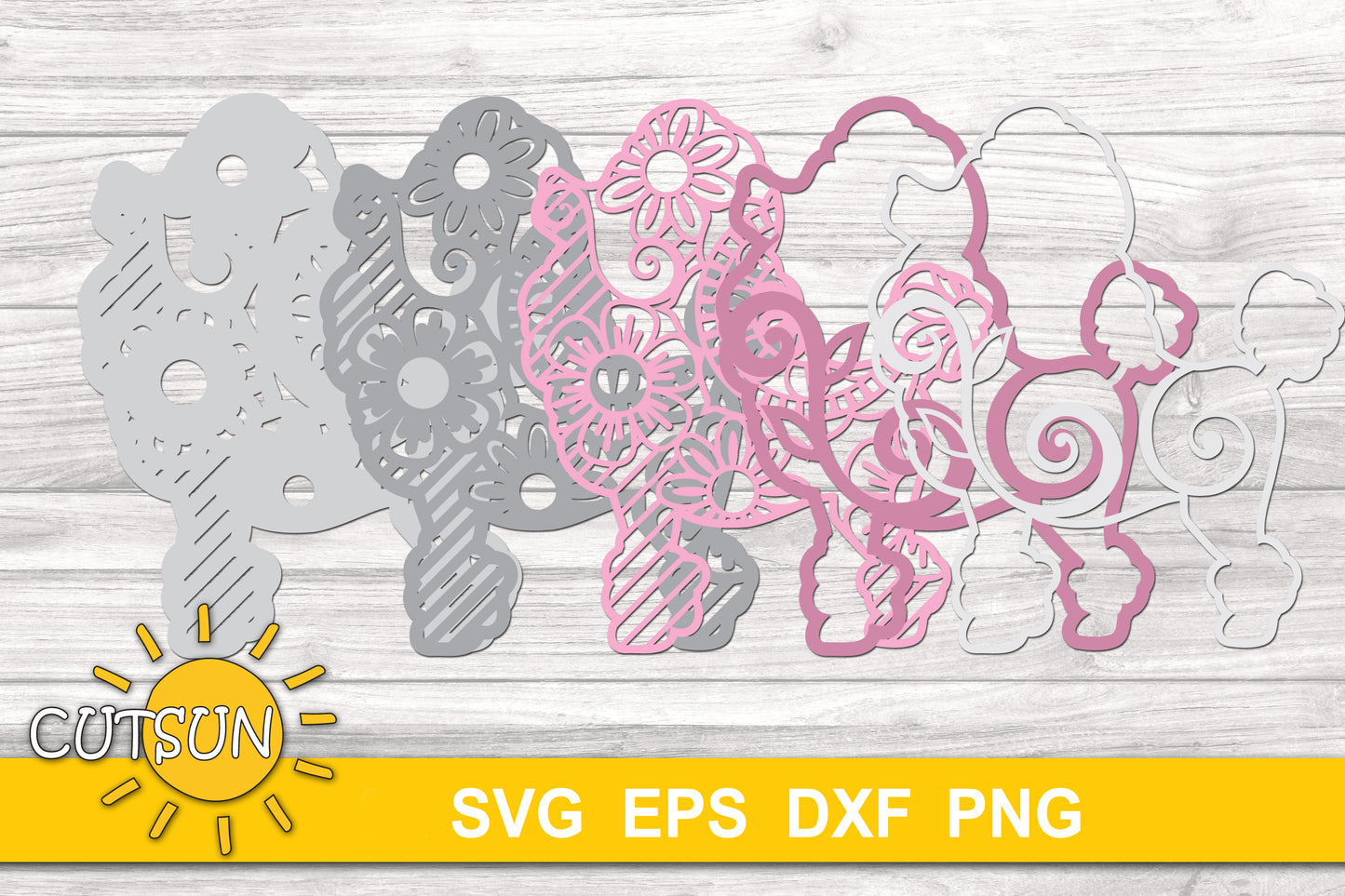 3D Layered Poodle SVG