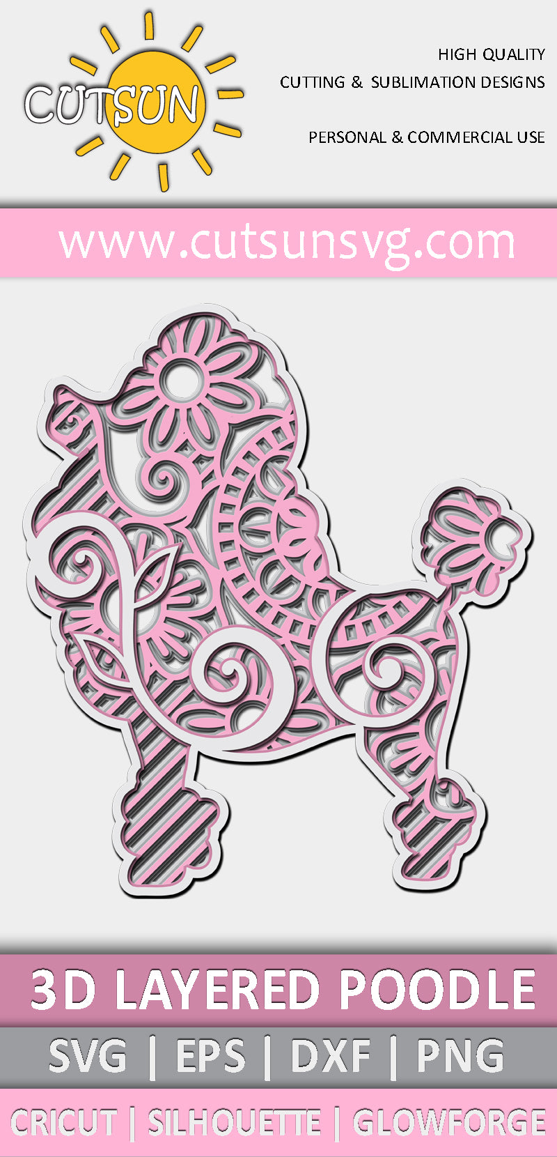 3D Layered Poodle SVG