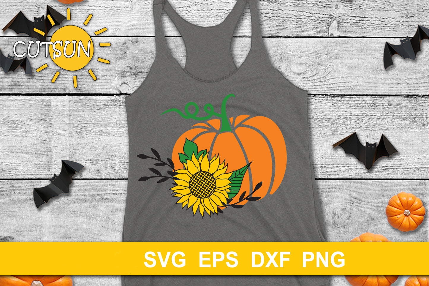 Pumpkin with a Sunflower SVG
