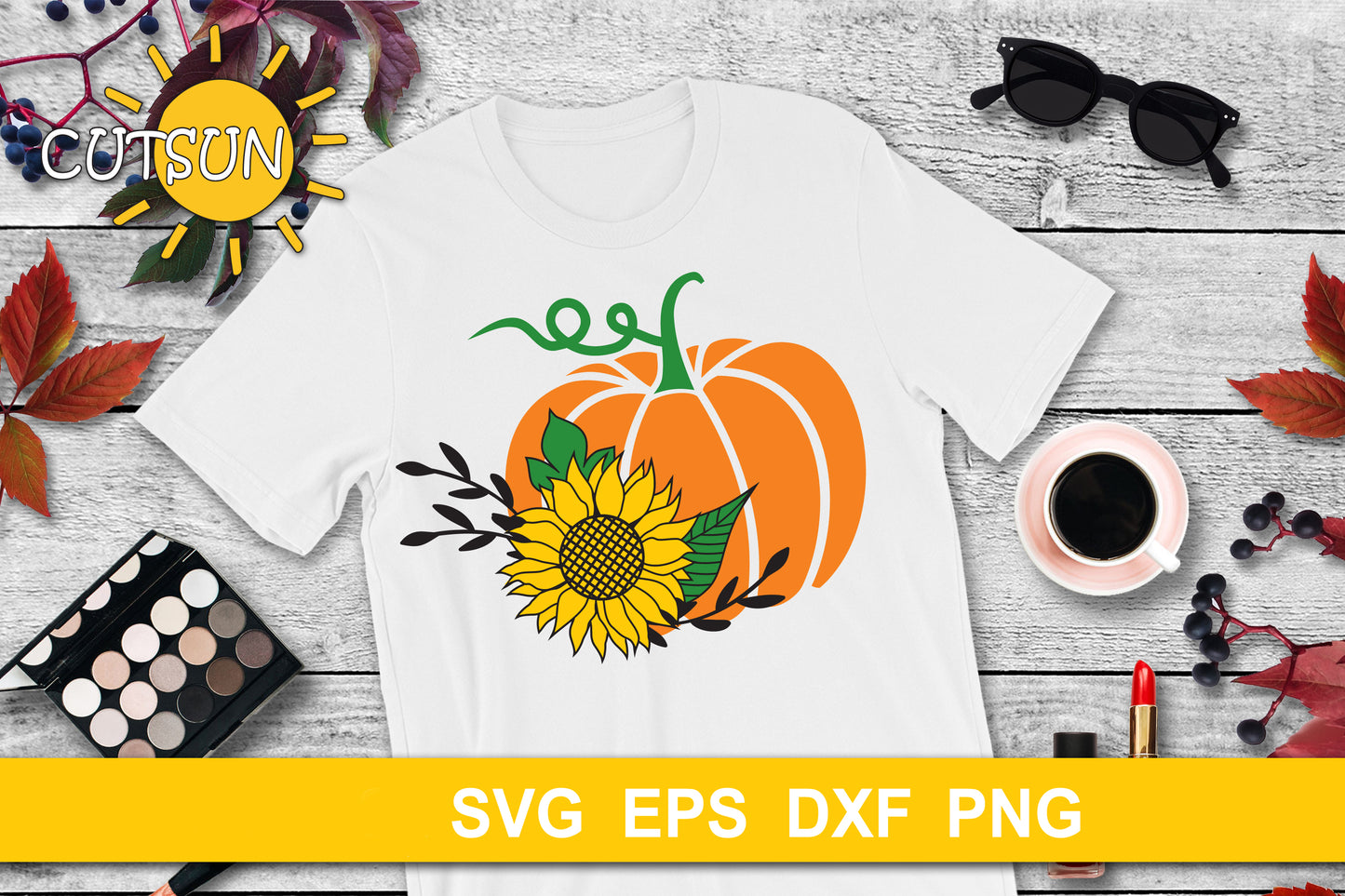 Pumpkin with a Sunflower SVG