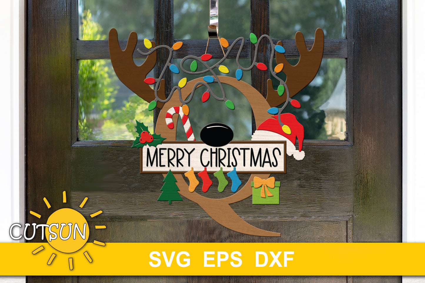 Letter Q Christmas monogram door hanger SVG