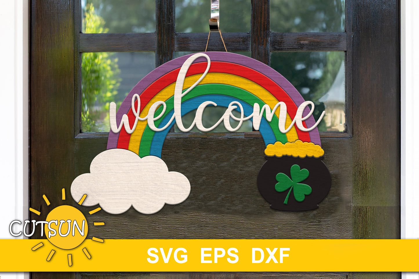 Rainbow Door hanger SVG | St Patrick's day door hanger SVG
