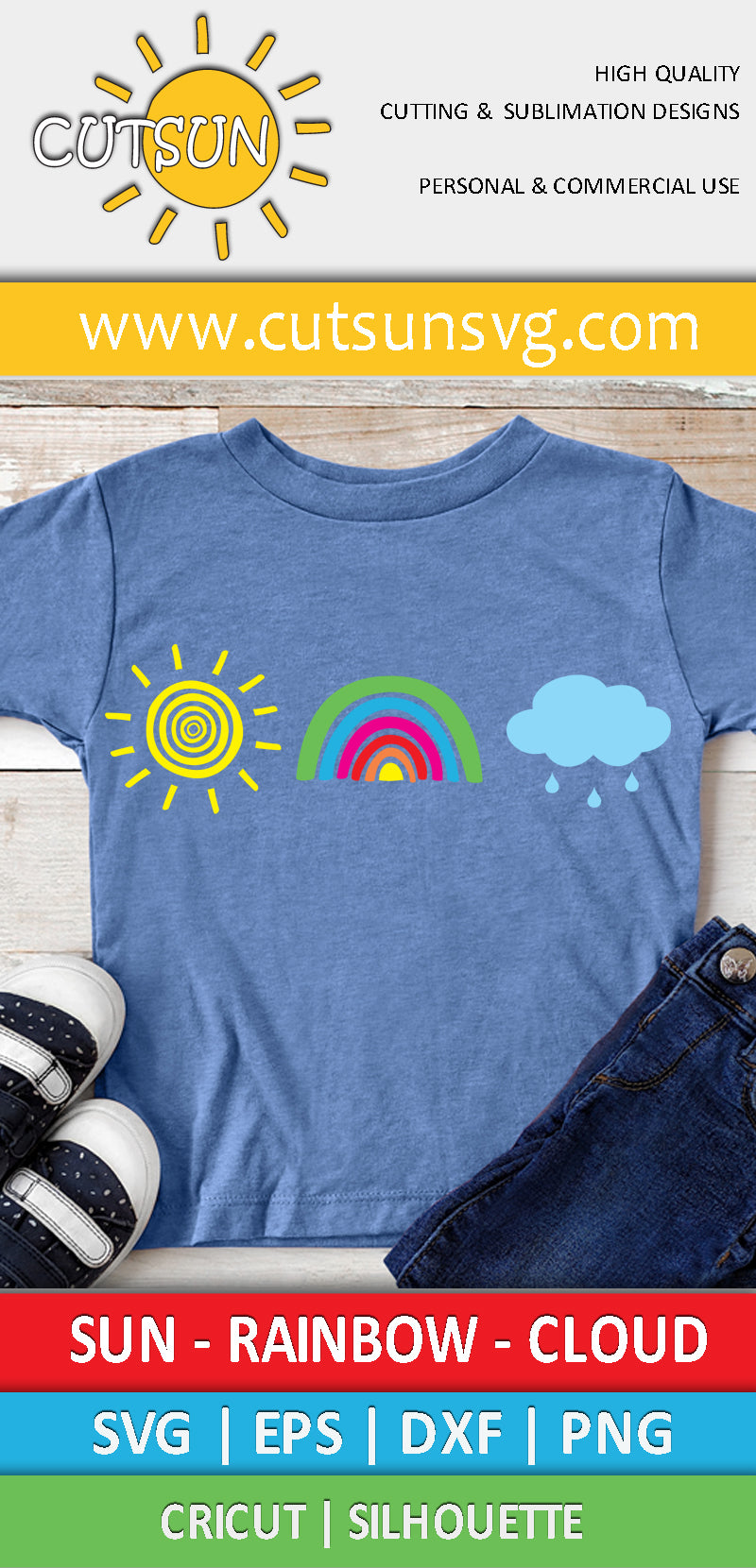 Rainbow Sun Cloud SVG