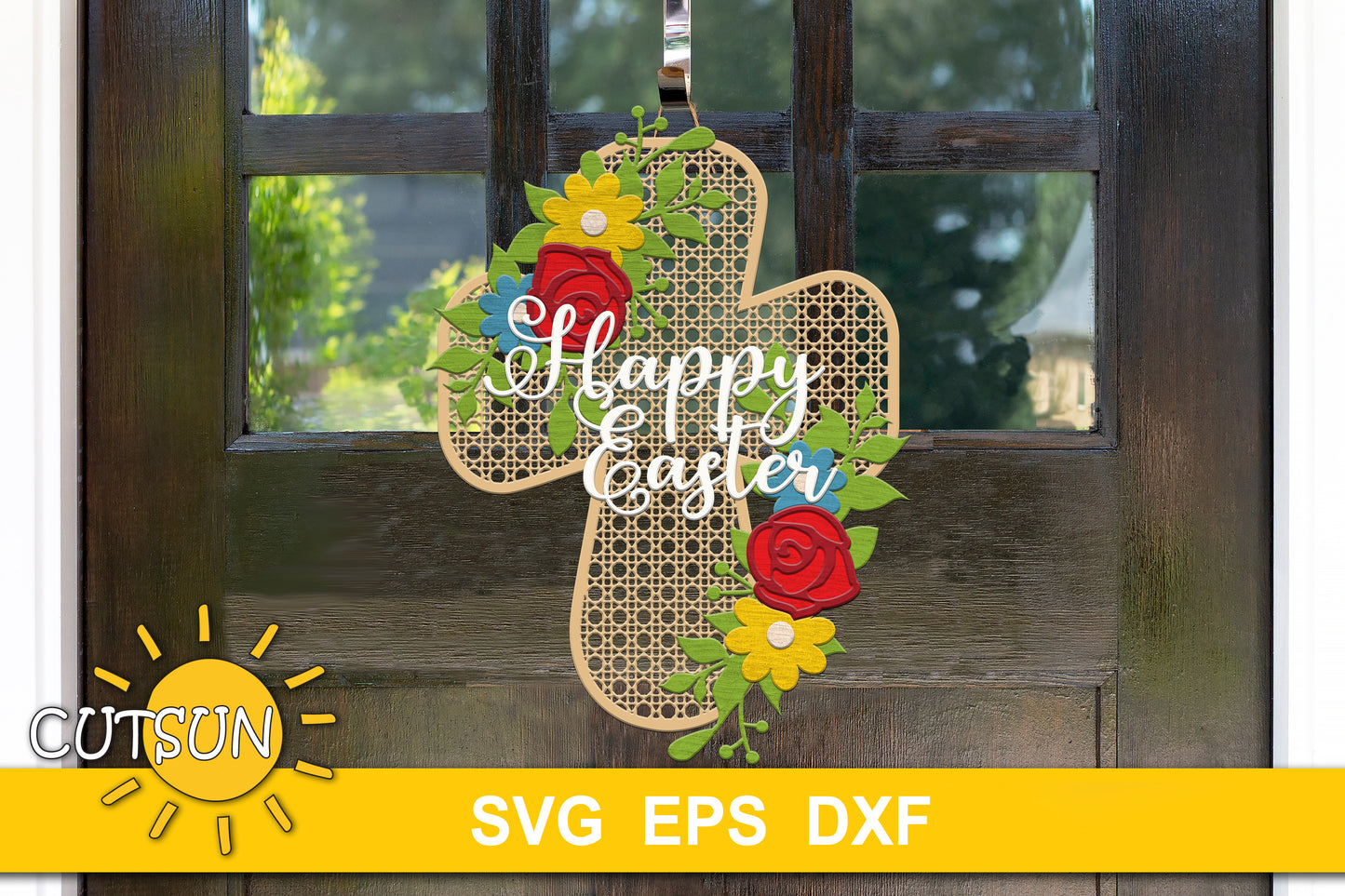 Floral Cross Rattan Cane pattern SVG