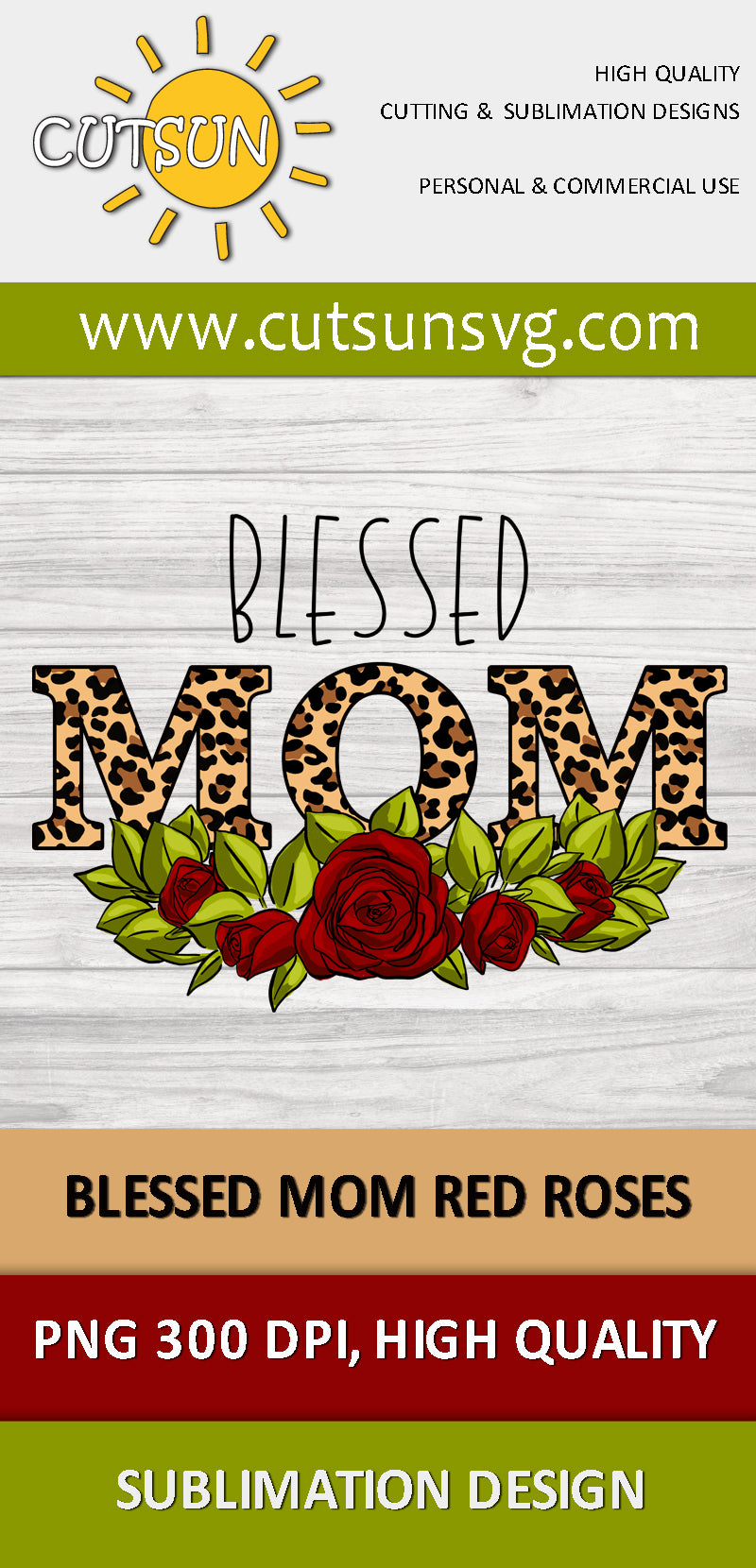 Blessed Mom Red roses Leopard sublimation