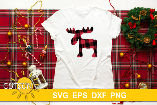 Reindeer Buffalo Plaid SVG