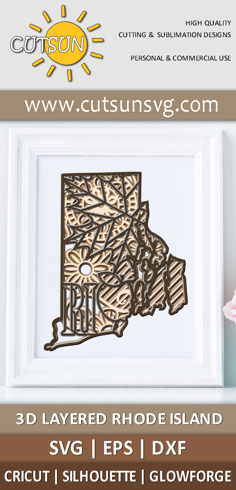 3D Layered Rhode Island SVG