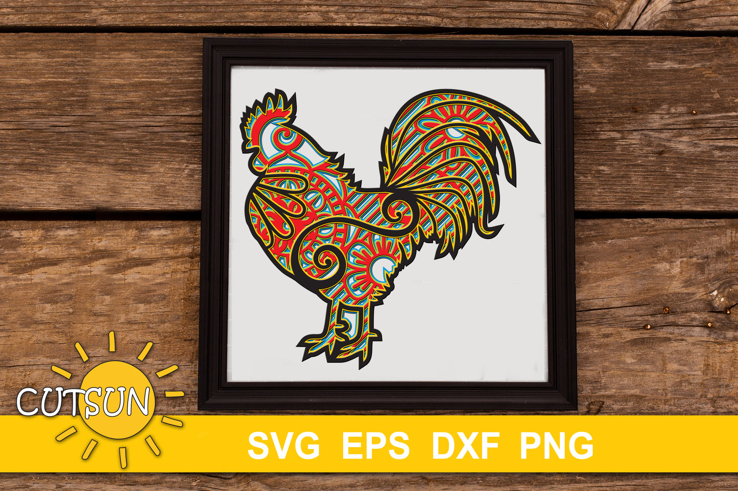 3D Layered Rooster SVG