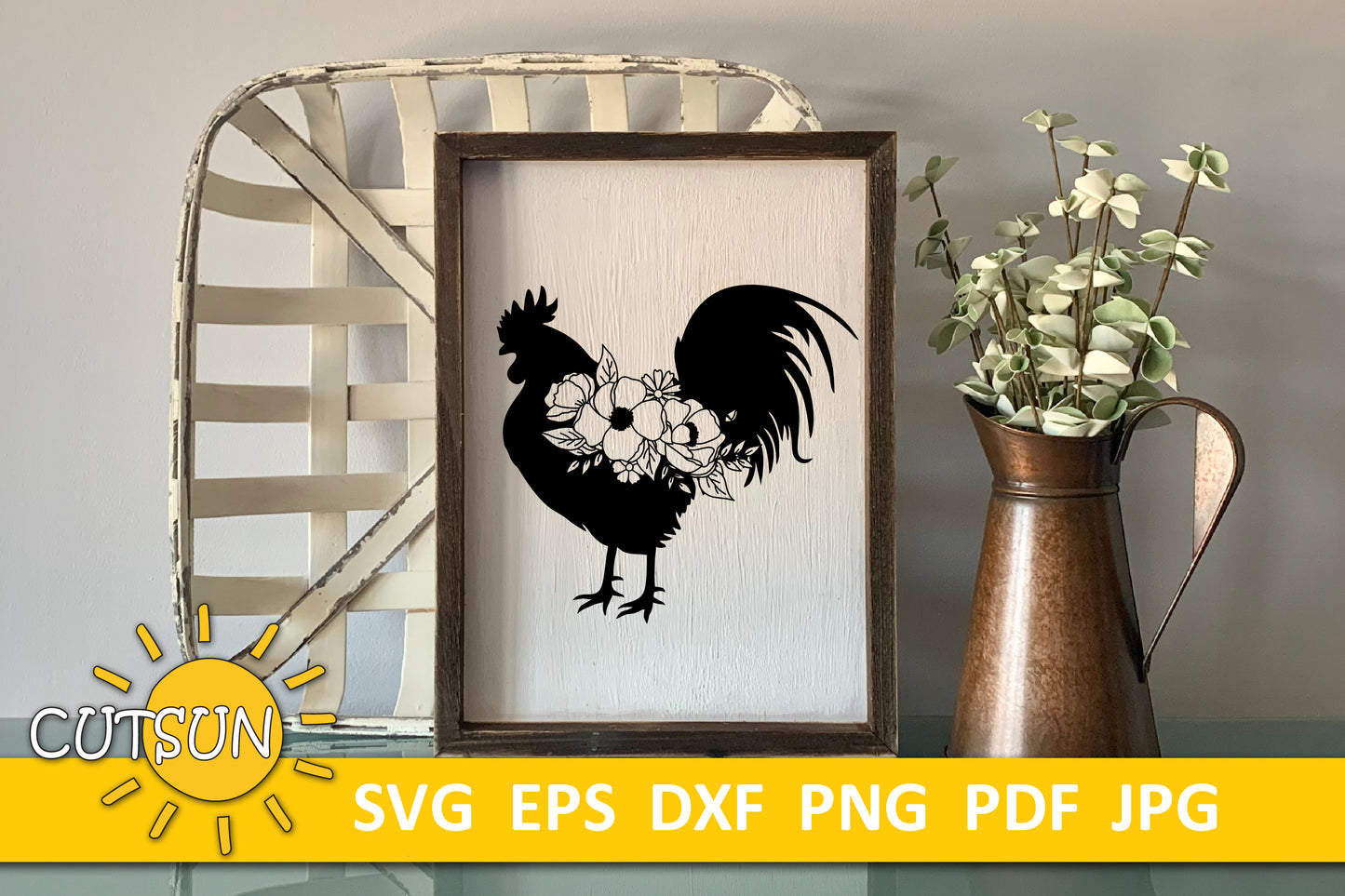 Floral Rooster SVG