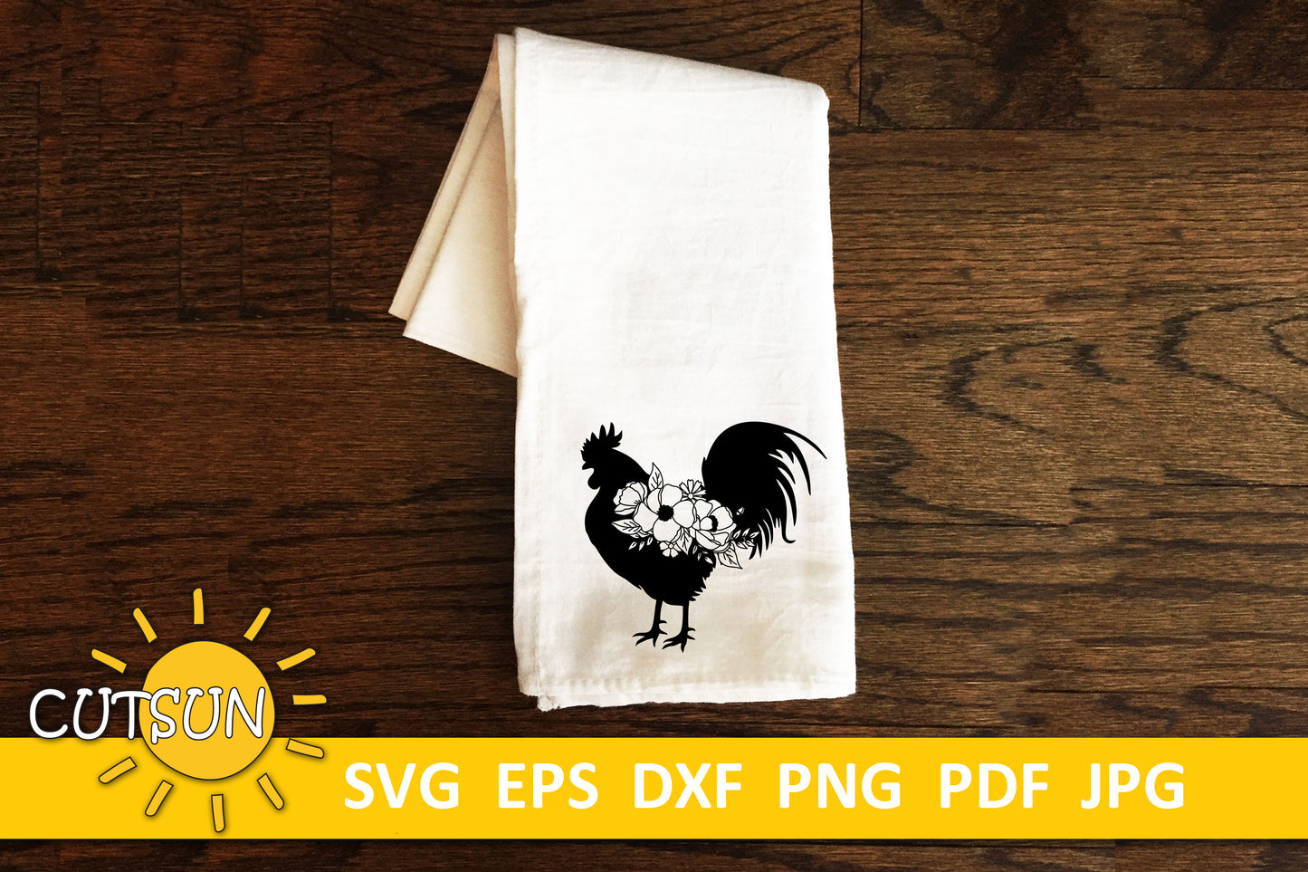 Floral Rooster SVG