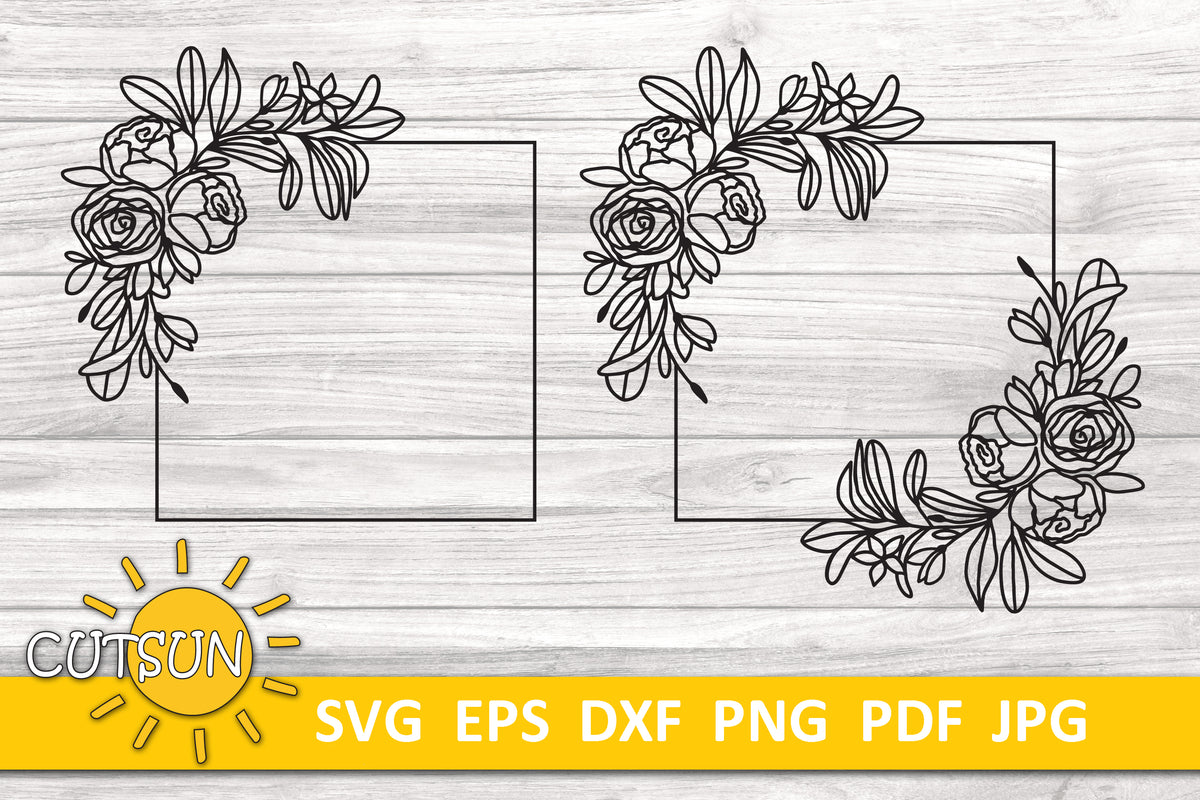Floral monogram svg, Split floral monogram svg, Floral Border SVG, floral  frame svg