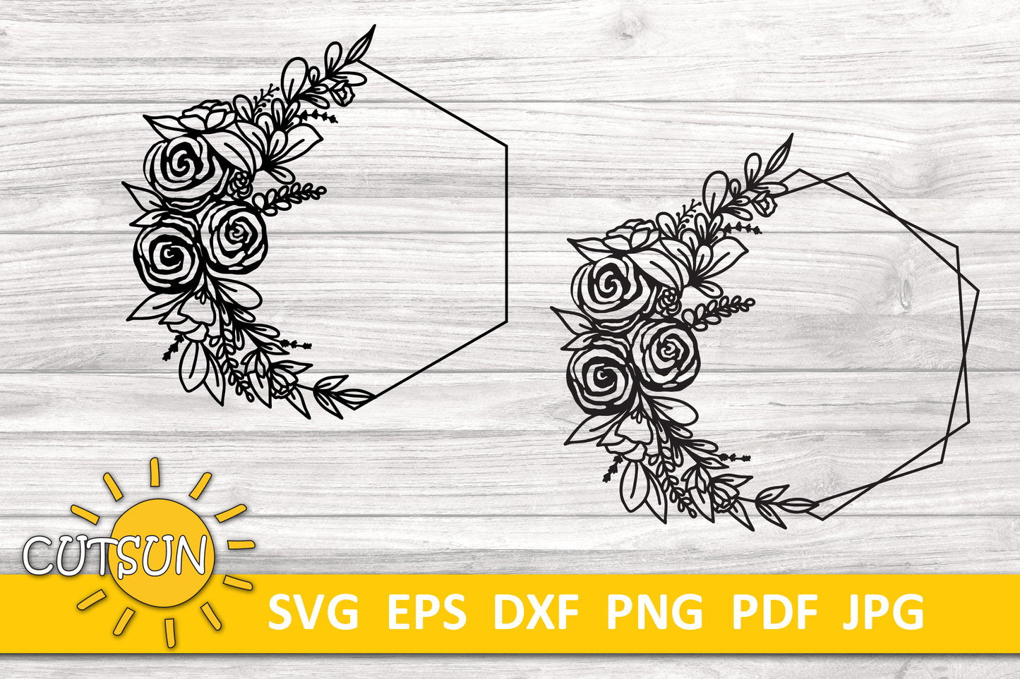 Floral Hexagon frame svg