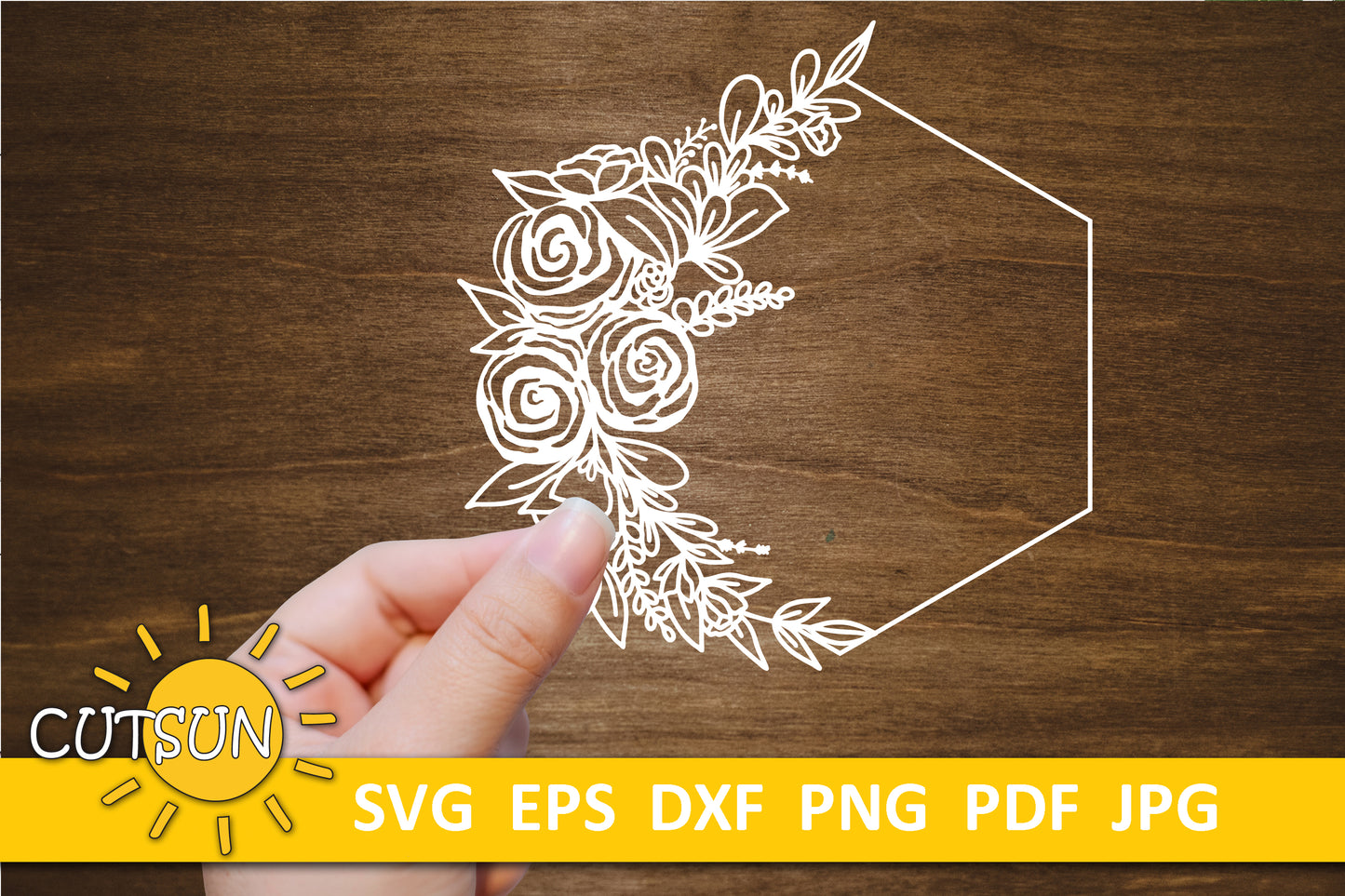 Floral Hexagon frame svg
