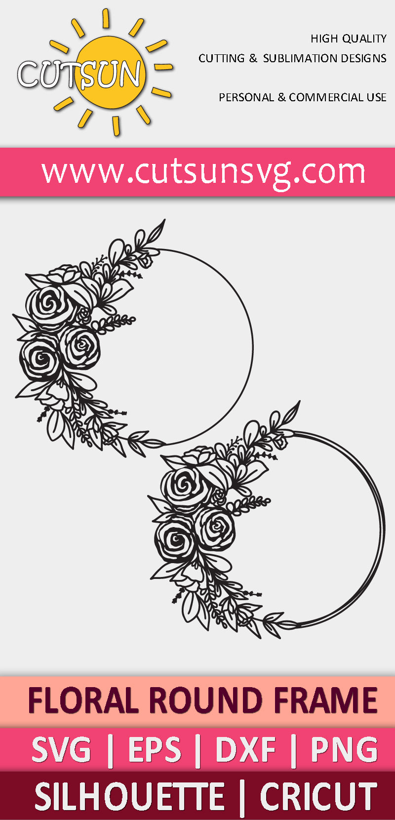 Floral Frame Roses SVG