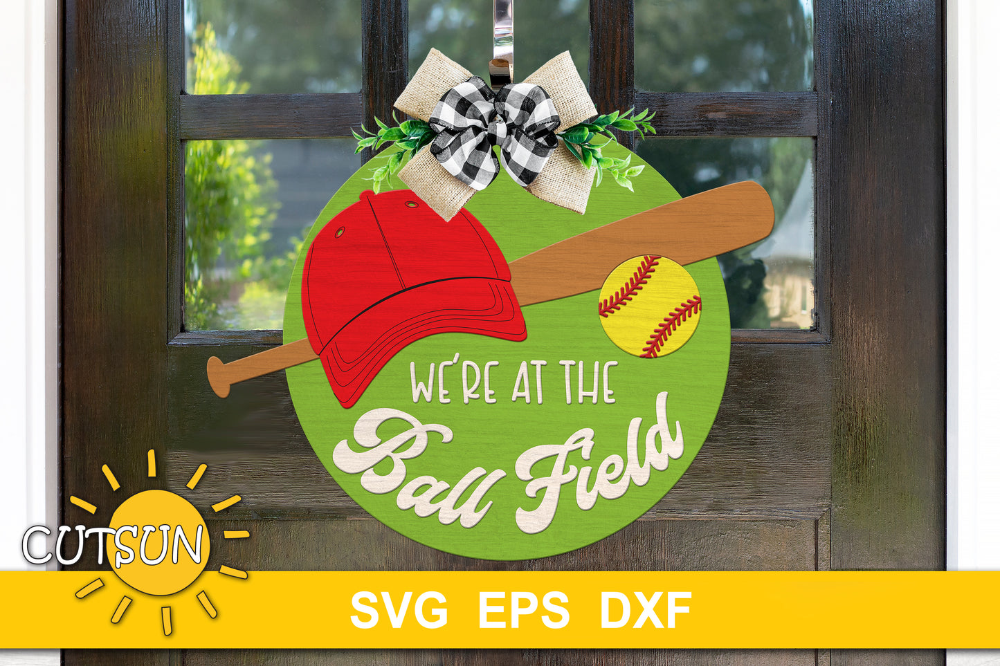 Baseball Round Door Hanger SVG - At the Ball Field Design