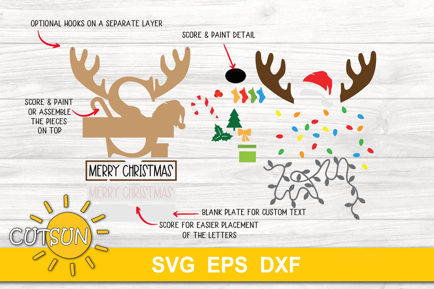 Letter S Christmas monogram door hanger SVG