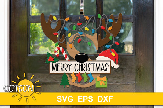 Letter S Christmas monogram door hanger SVG