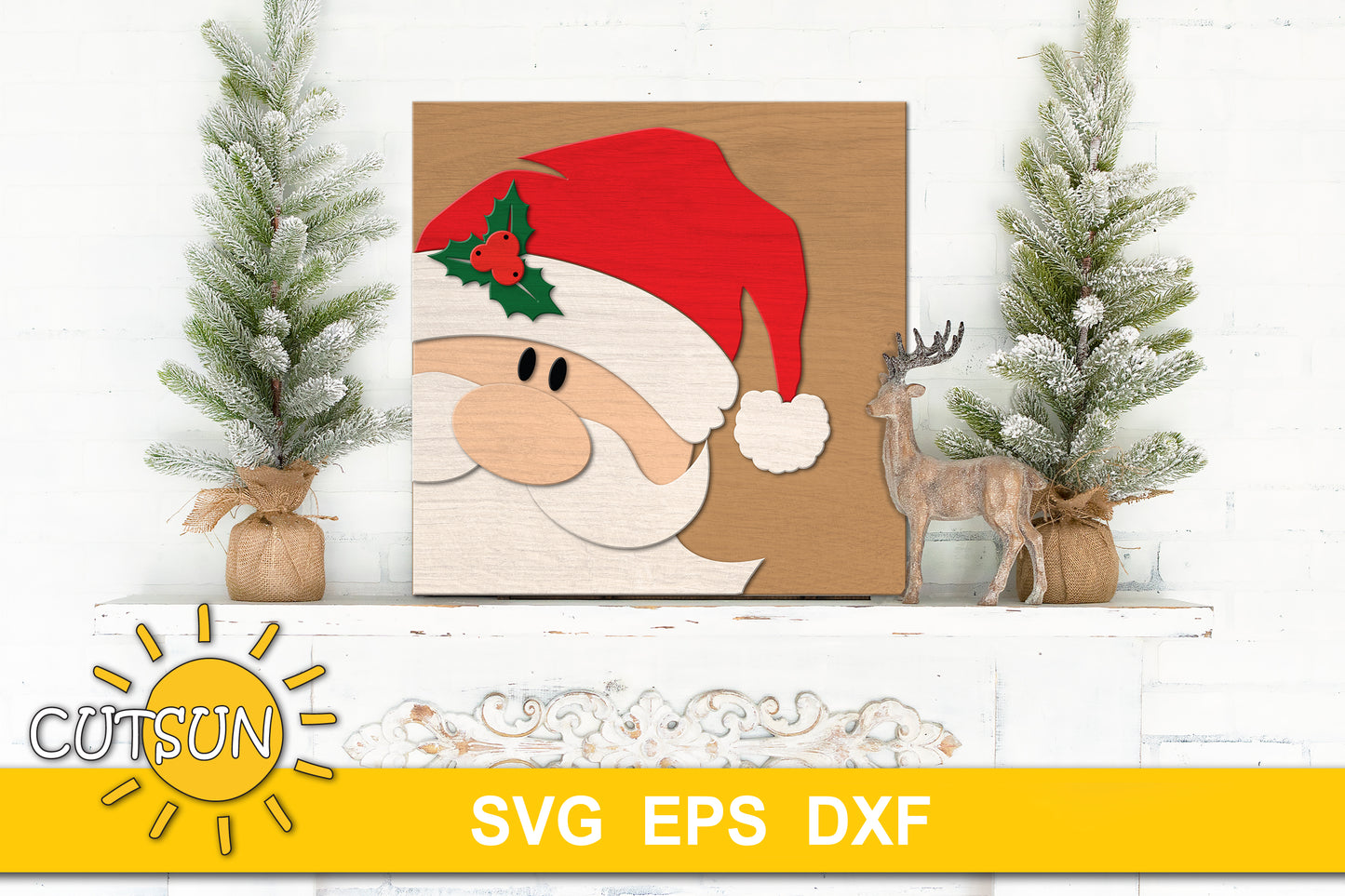 Santa sign SVG | Santa square sign SVG
