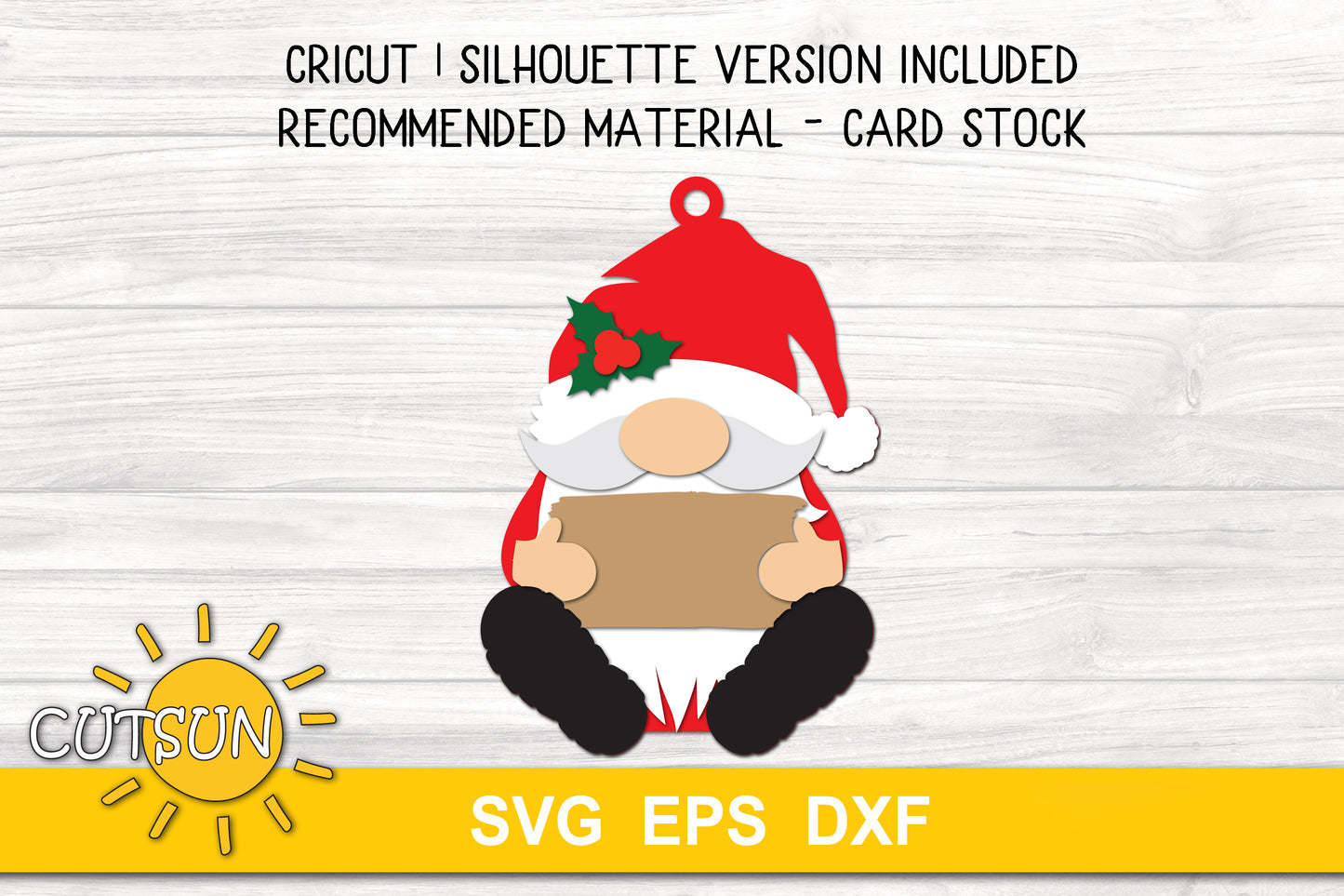 Santa Gnome Christmas ornament SVG