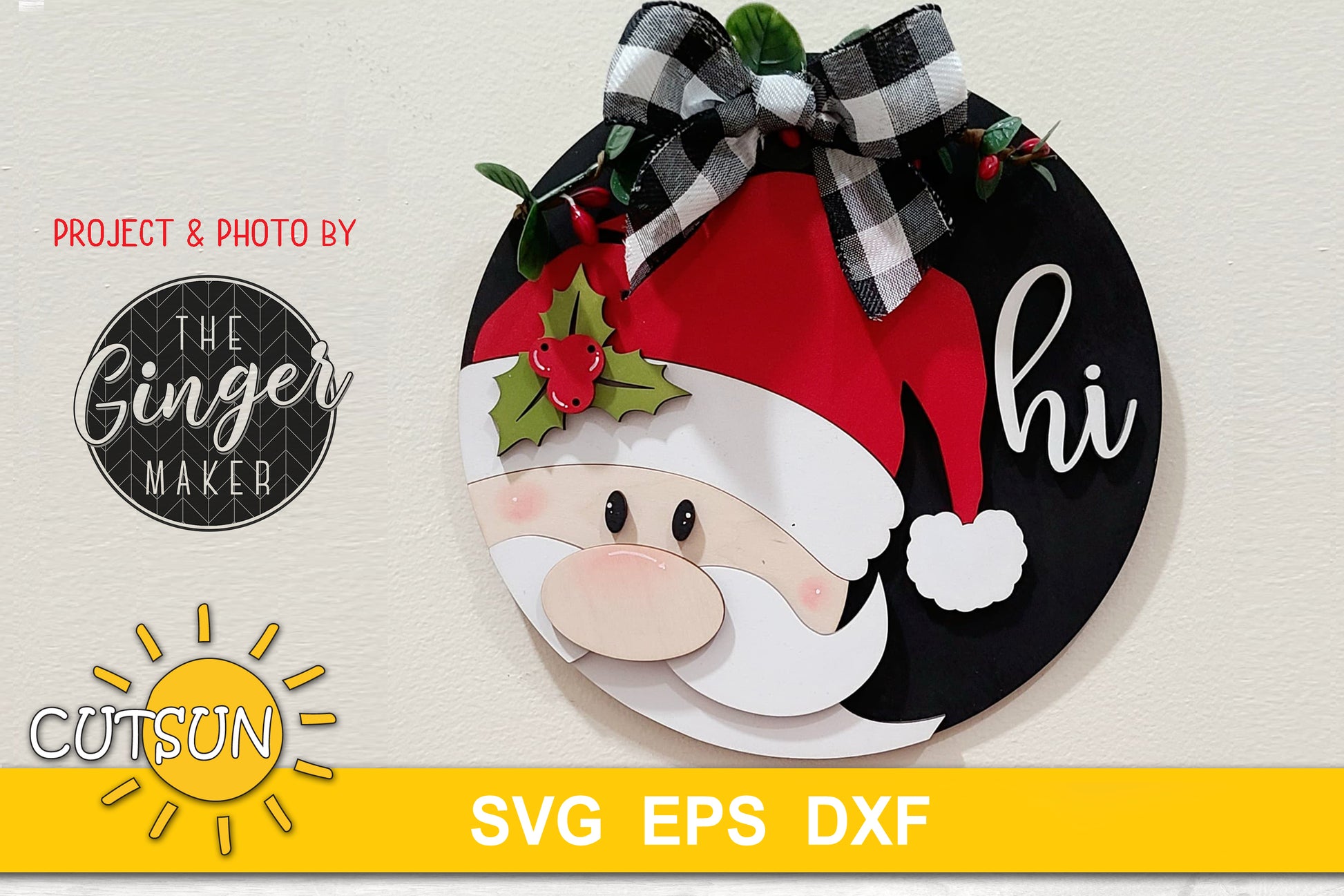 Santa Hi Christmas door hanger SVG
