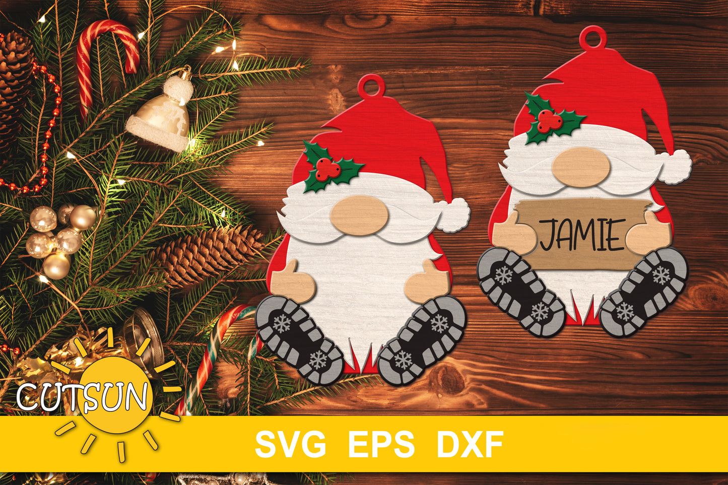 Santa Gnome Christmas ornament SVG