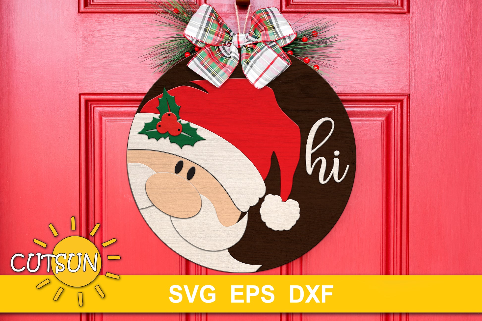 Santa Hi Christmas door hanger SVG