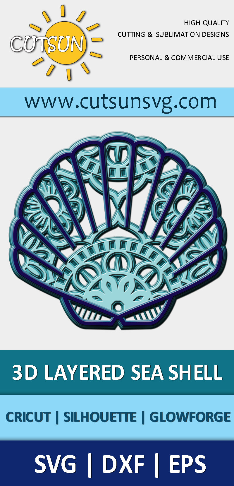 3D Layered Mandala Shell SVG Pinterest