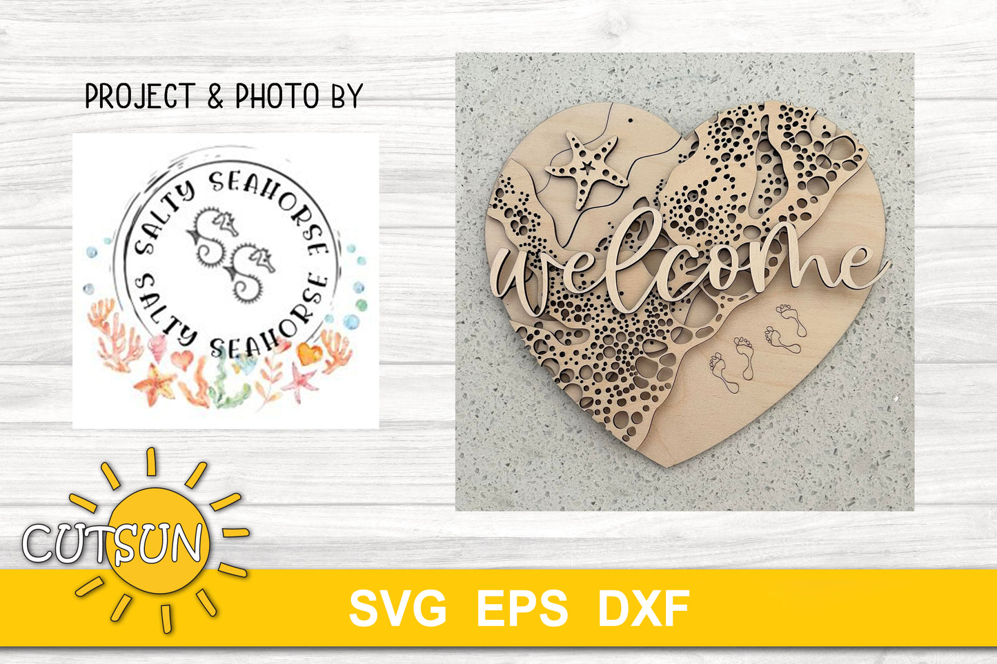 Beach Heart Door hanger SVG | Sea heart door hanger SVG