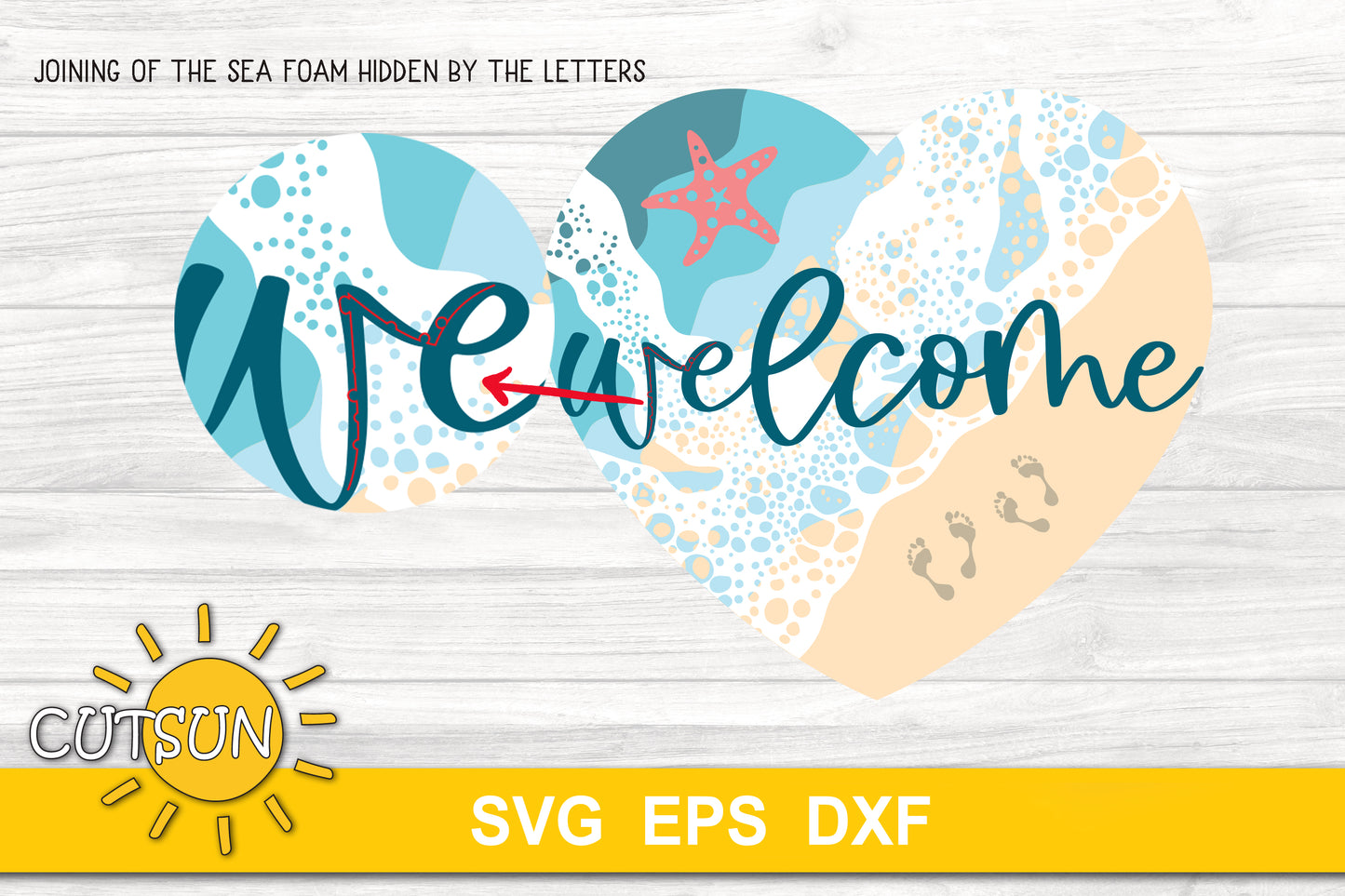 Beach Heart Door hanger SVG | Sea heart door hanger SVG