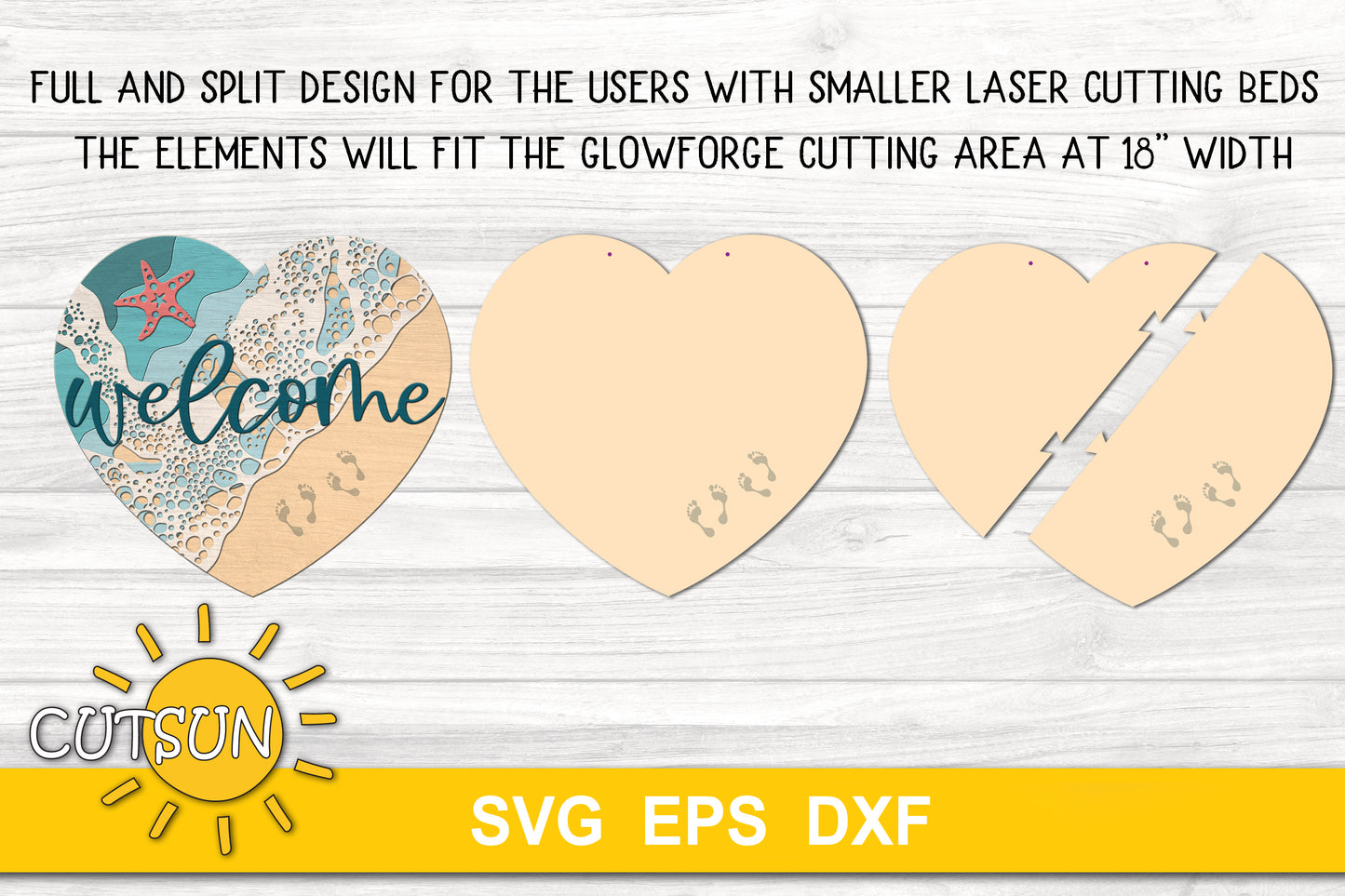 Beach Heart Door hanger SVG | Sea heart door hanger SVG