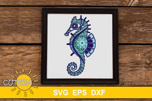3D layered Seahorse svg