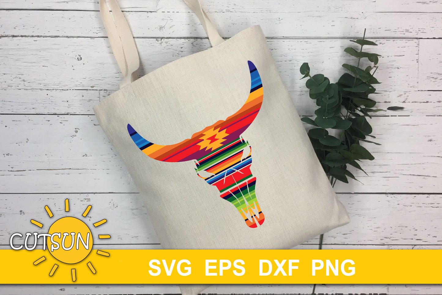 Serape Cow Skull SVG PNG EPS
