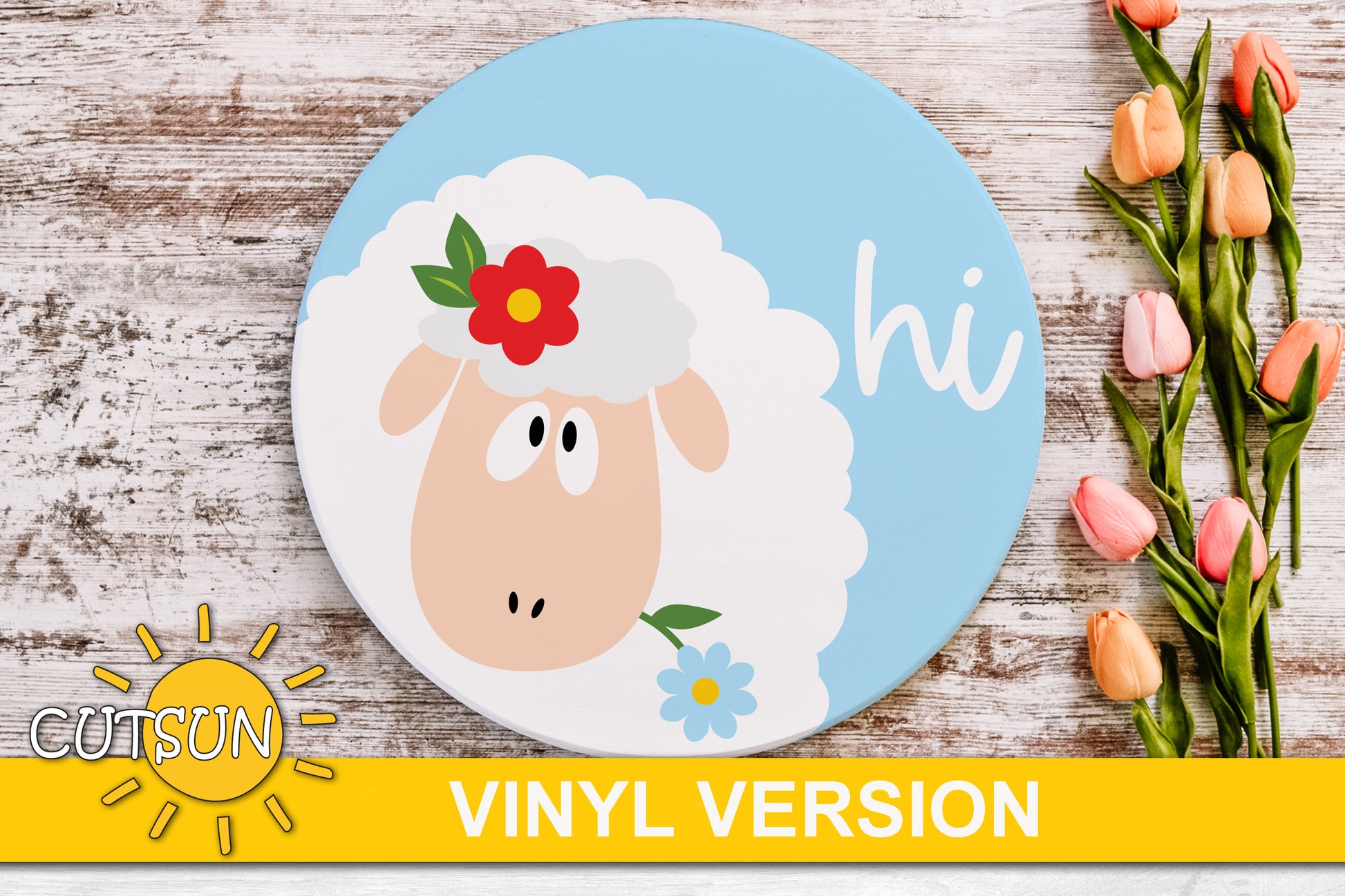 Sheep Hi Spring door hanger SVG