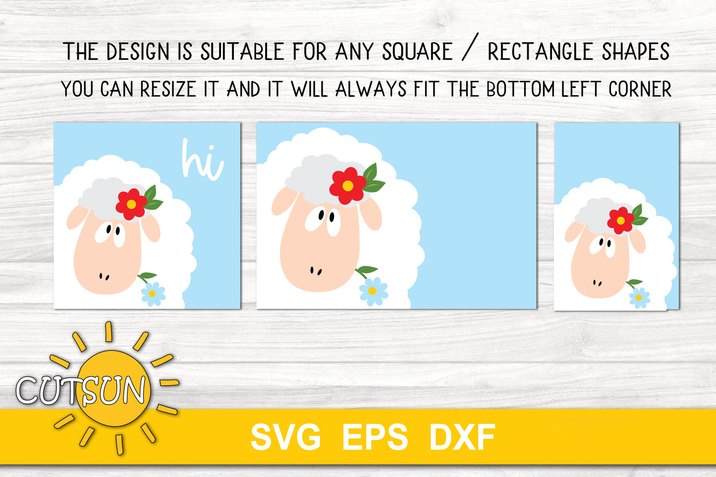 Sheep Hi Square porch sign svg | Spring porch sign svg