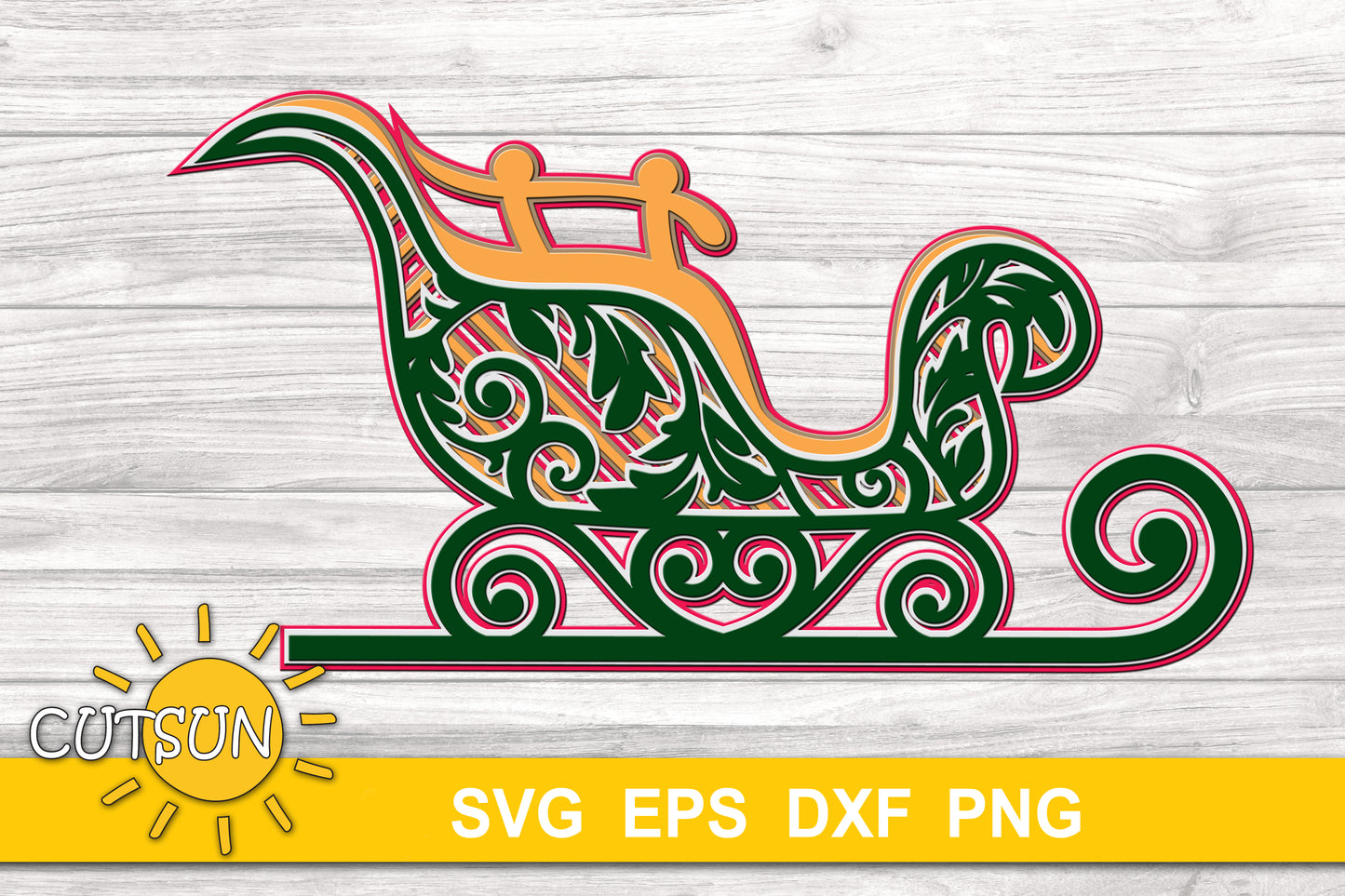 3D Layered Sleigh SVG