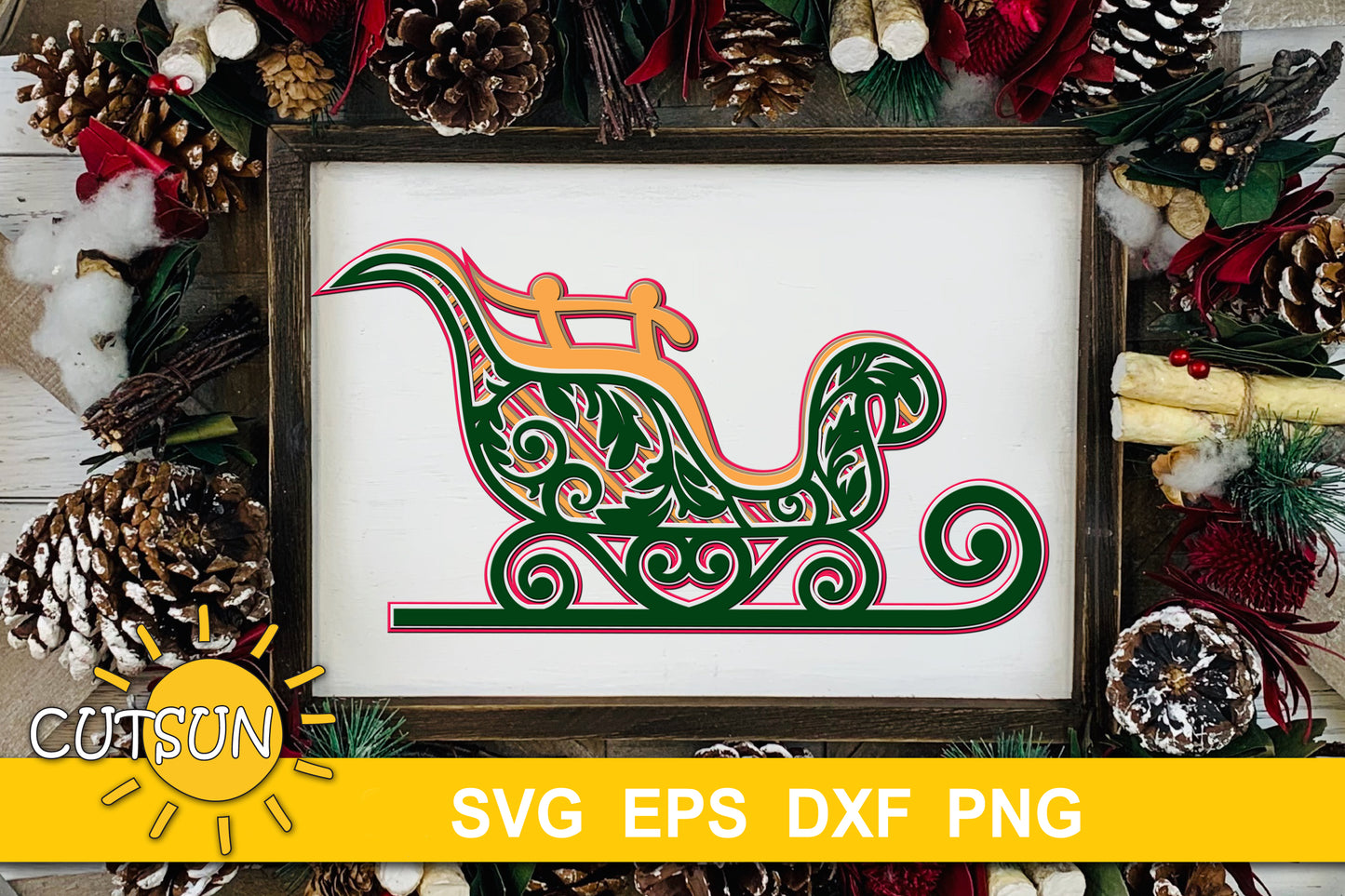 3D Layered Sleigh SVG