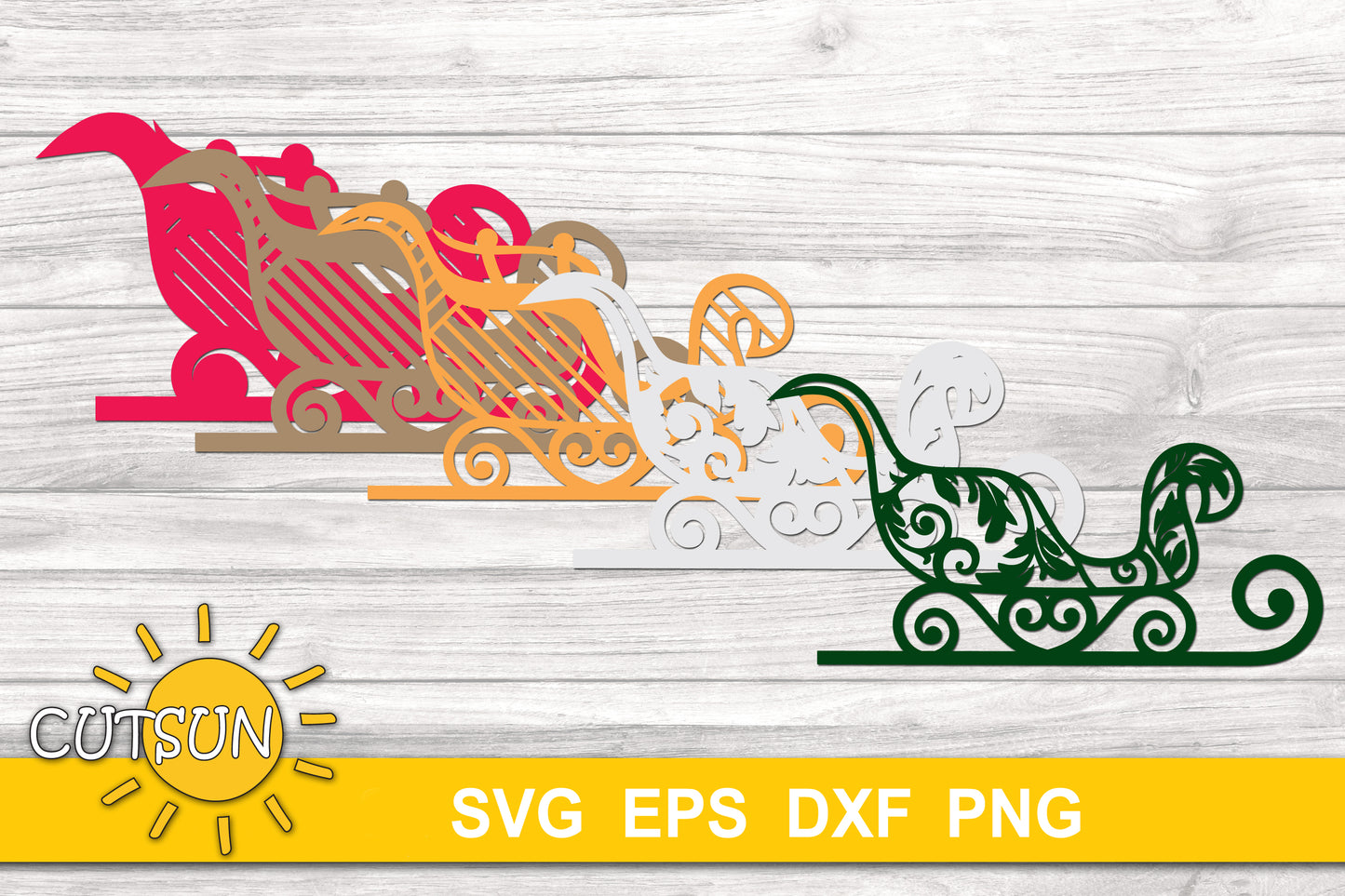 3D Layered Sleigh SVG